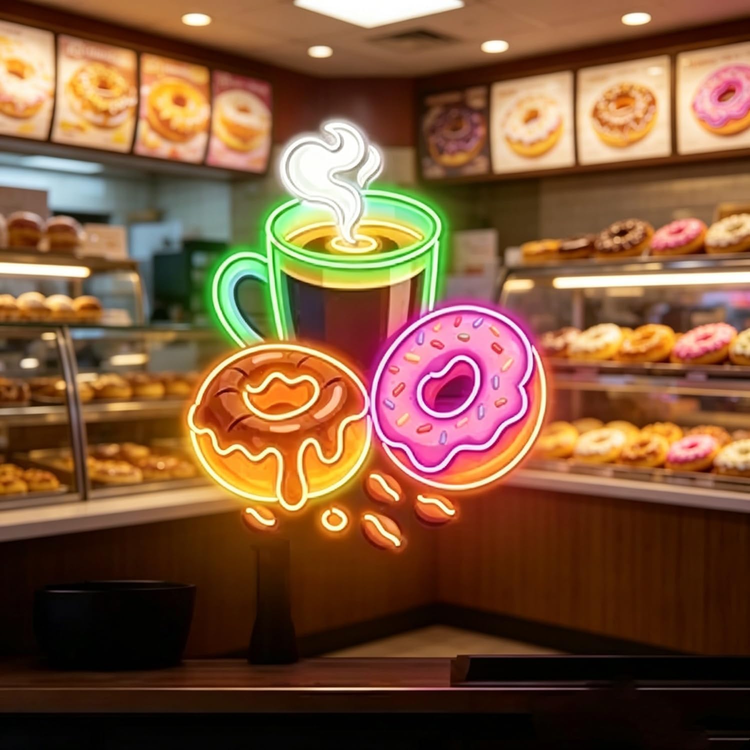 Outdoor Lighting For Store - لافتة نيون LED على شكل دونات