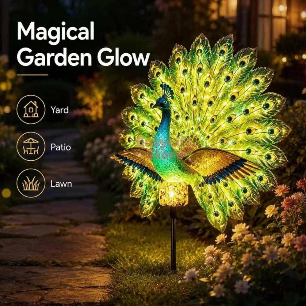 Outdoor Lighting Design - تمثال الطاووس الشمسي للحديقة، إضاءة ديكور