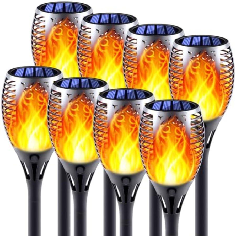 Fire Torch Solar - أضواء شمسية بتأثير اللهب المتذبذب، إضاءة