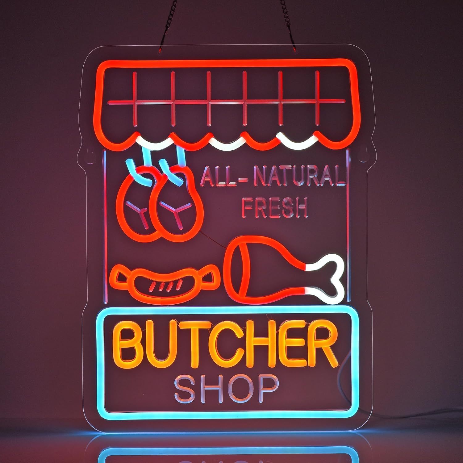 Outdoor Lighting For Store - لافتة نيون لمحل الجزارة، إضاءة LED