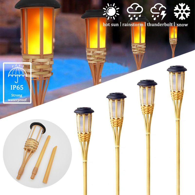 Fire Torch Solar - مصابيح شمسية مقاومة للماء من الخيزران