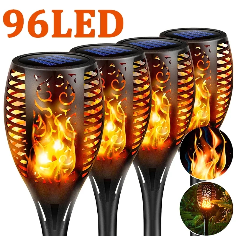 96 LED أضواء الشعلة الشمسية في - مراجعة Fire Torch Solar وسعره