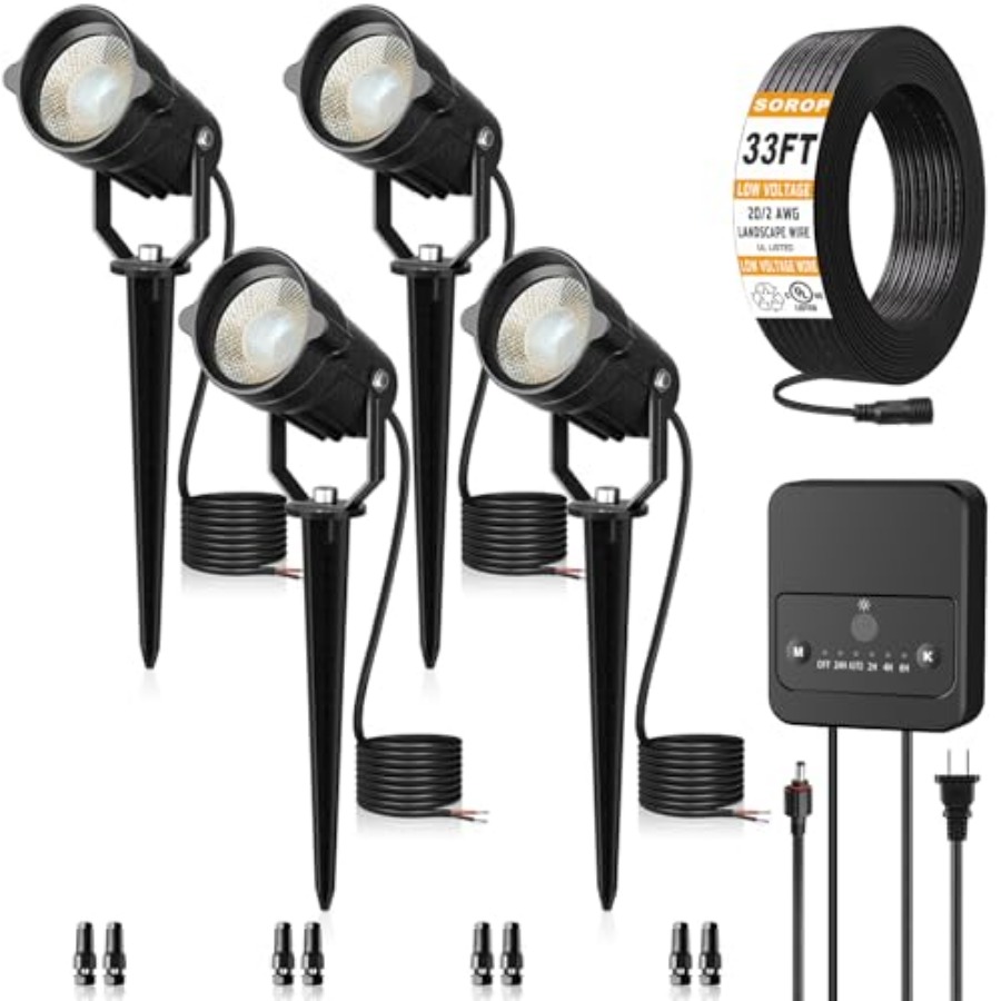 طقم إضاءة للمناظر الطبيعية منخ - مراجعة Outdoor Lighting Kit With Transformer وسعره